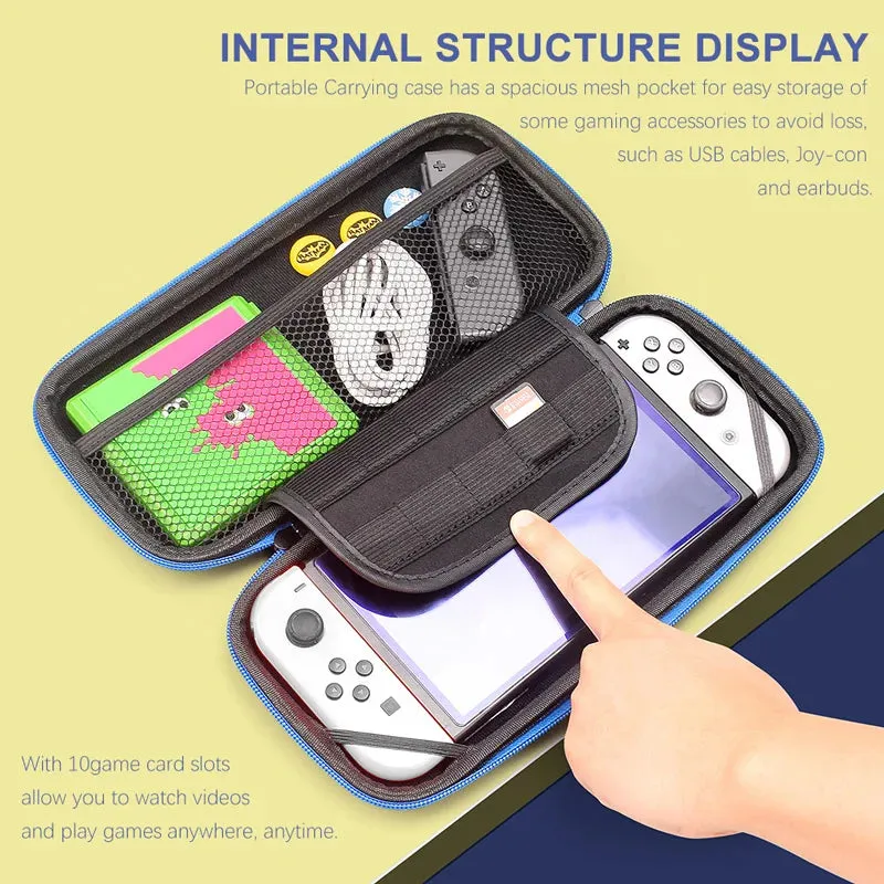 Crystal Clear Case Kit for Nintendo Switch Oled Carrying Travel Bag Pouch for Ns Oled Game Console Protection & Screen Protector