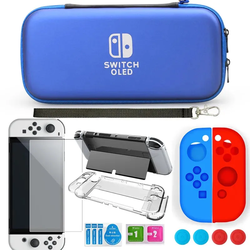 Crystal Clear Case Kit for Nintendo Switch Oled Carrying Travel Bag Pouch for Ns Oled Game Console Protection & Screen Protector