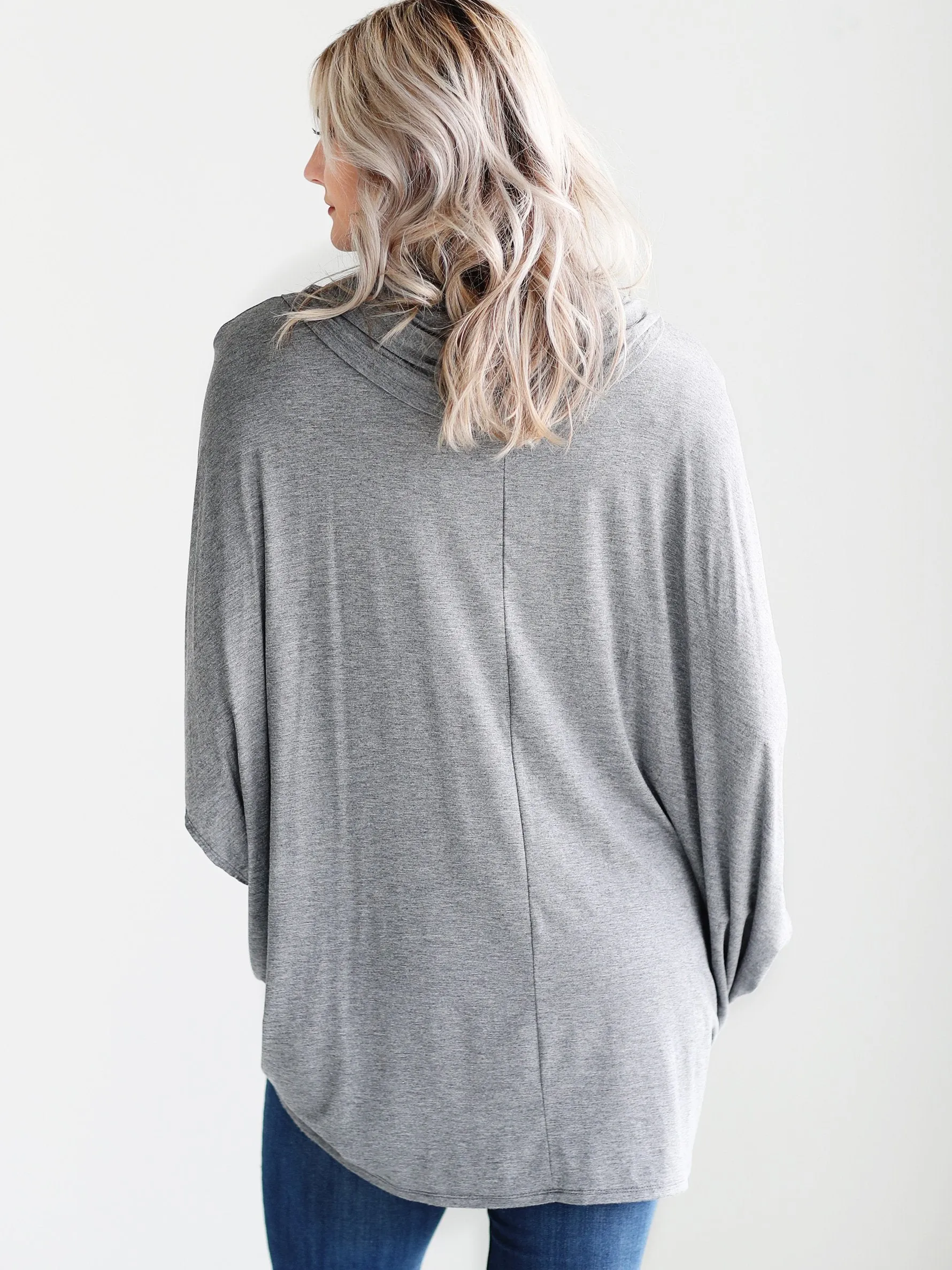 Dark Heather Gray DLMN Cowl Neck Poncho