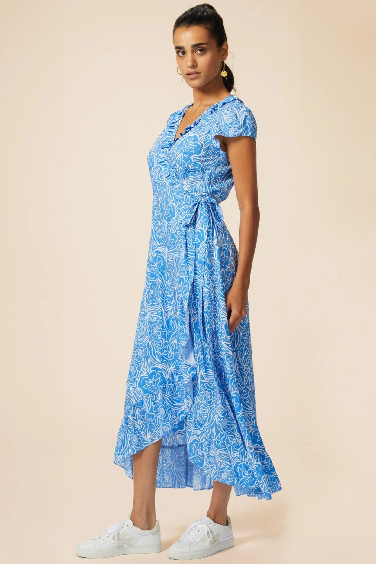 Demi EcoVero™ Wrap Dress | Blue/White