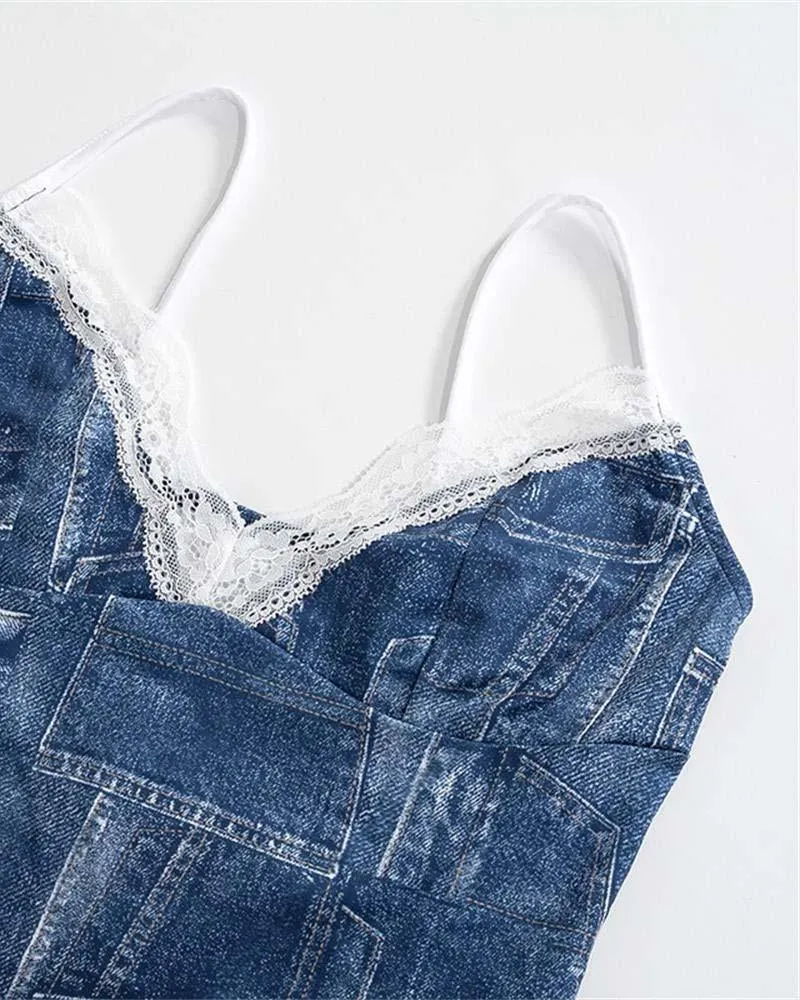 Denim Deal Cami Lace Coord