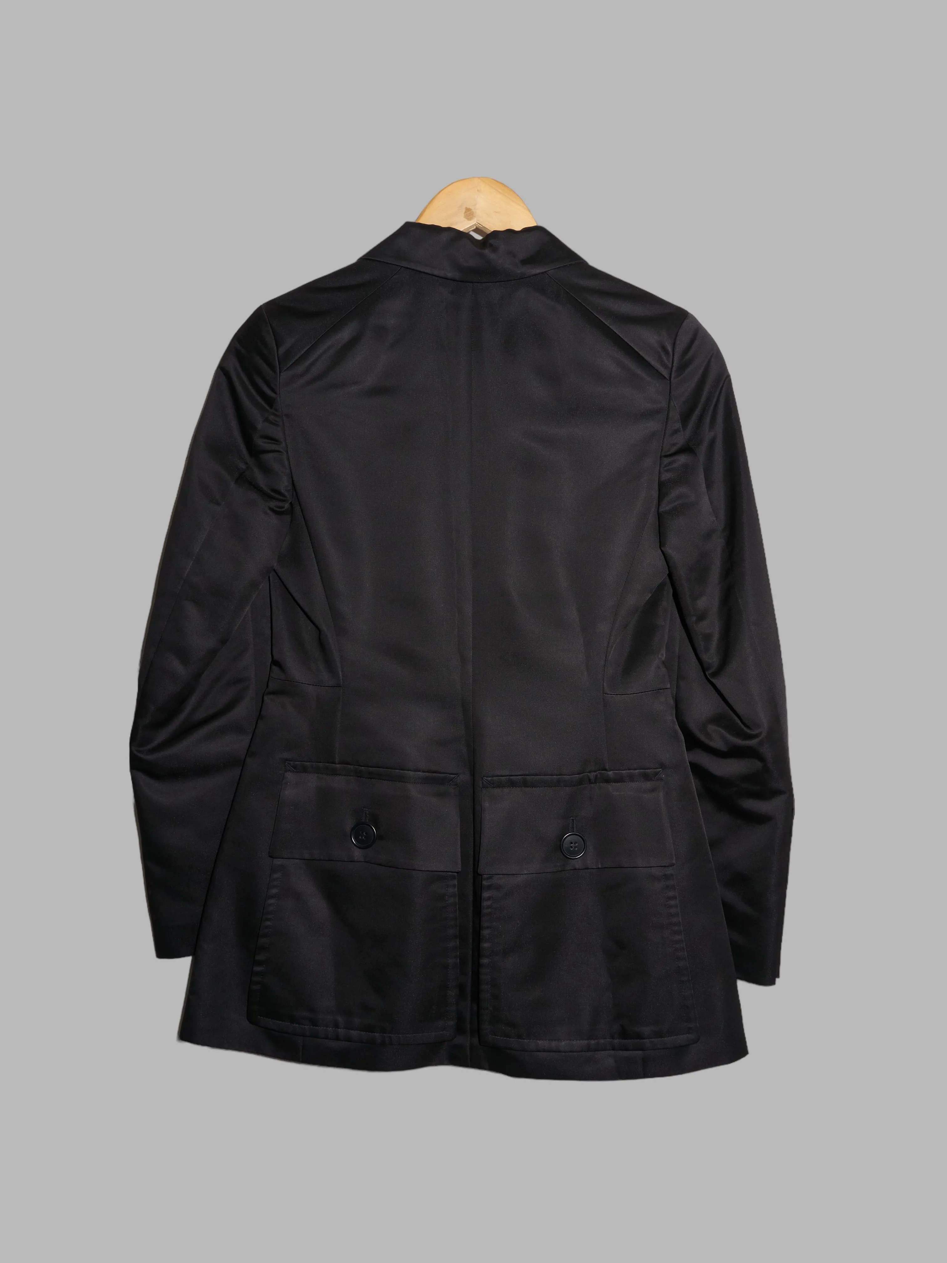 Dirk Bikkembergs Hommes Pour La Femme 1990s black satin back cargo pocket blazer