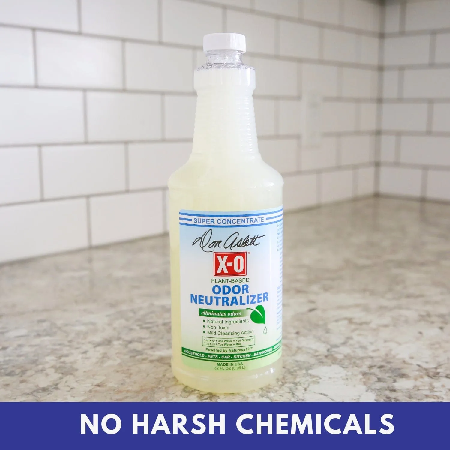 Don Aslett X-O Quart: ALL NATURAL, MILD CLEANER, SUPER CONCENTRATE.