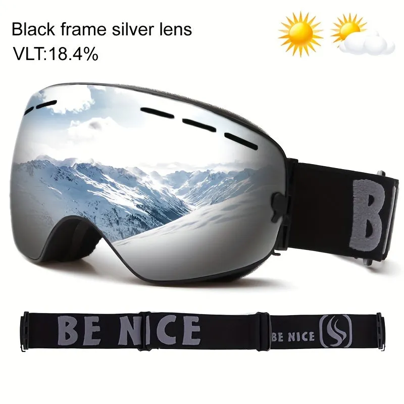 Double-Layer Anti-Fog Ski Goggles with Big Lens for Adults, Ski Mask Glasses for Men and Women, Snow Snowboard Eyewear