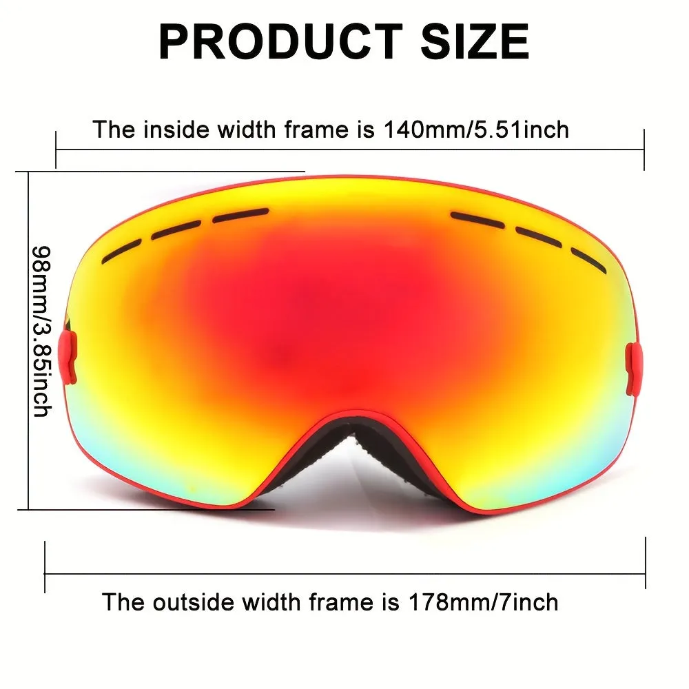 Double-Layer Anti-Fog Ski Goggles with Big Lens for Adults, Ski Mask Glasses for Men and Women, Snow Snowboard Eyewear