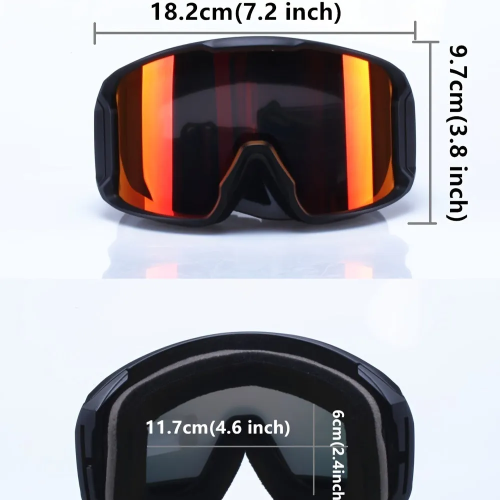 Double Lens Layers Anti-Fog Ski Goggles, Over Glasses Ski Glasses for Snow Snowboard