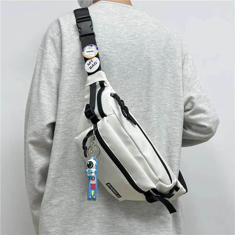 DUNNMALL Chest Bag Men's Casual Large Capacity Waterproof Sports Shoulder Bag Female Student Korean Style All-Match Messenger Phone Bag Fashion