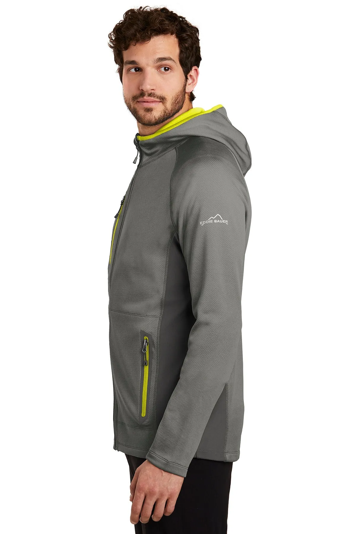 Eddie Bauer Sport Hooded Customized Fleece Jackets, Metal Grey