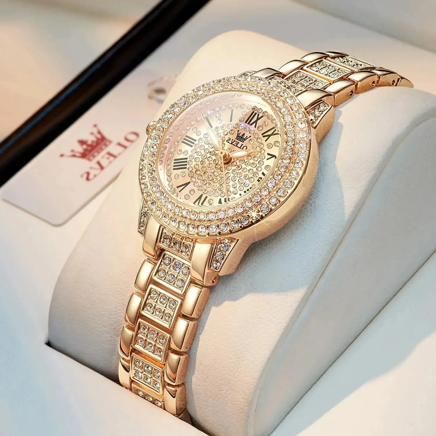 ELEGANCE® 9943 Diamond Watch for Women Fashion Elegant Stainless Steel Waterproof Quartz Wristwatch Luxury Ladies Dress Watches Original OLEVS