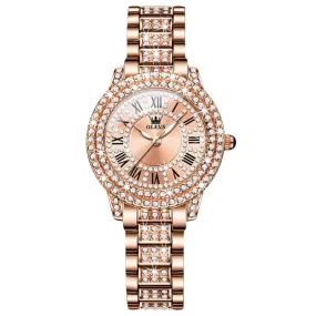 ELEGANCE® 9943 Diamond Watch for Women Fashion Elegant Stainless Steel Waterproof Quartz Wristwatch Luxury Ladies Dress Watches Original OLEVS