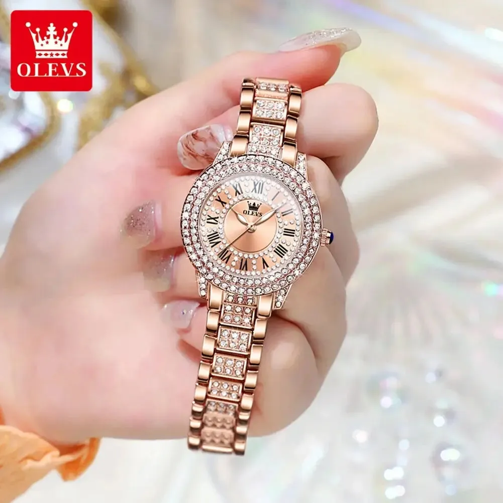 ELEGANCE® 9943 Diamond Watch for Women Fashion Elegant Stainless Steel Waterproof Quartz Wristwatch Luxury Ladies Dress Watches Original OLEVS