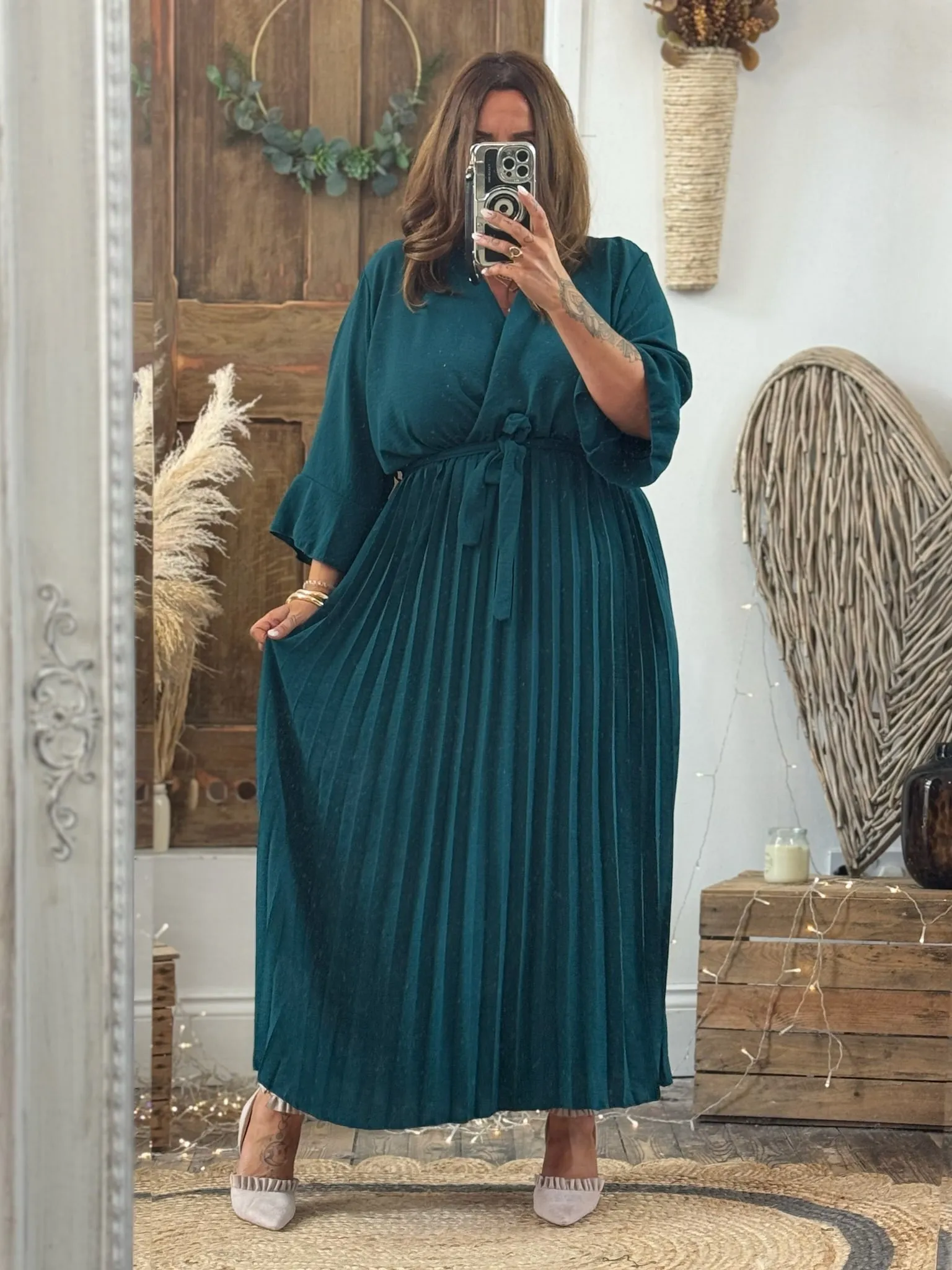 Emerald Green Rowan Pleated Midaxi Dress