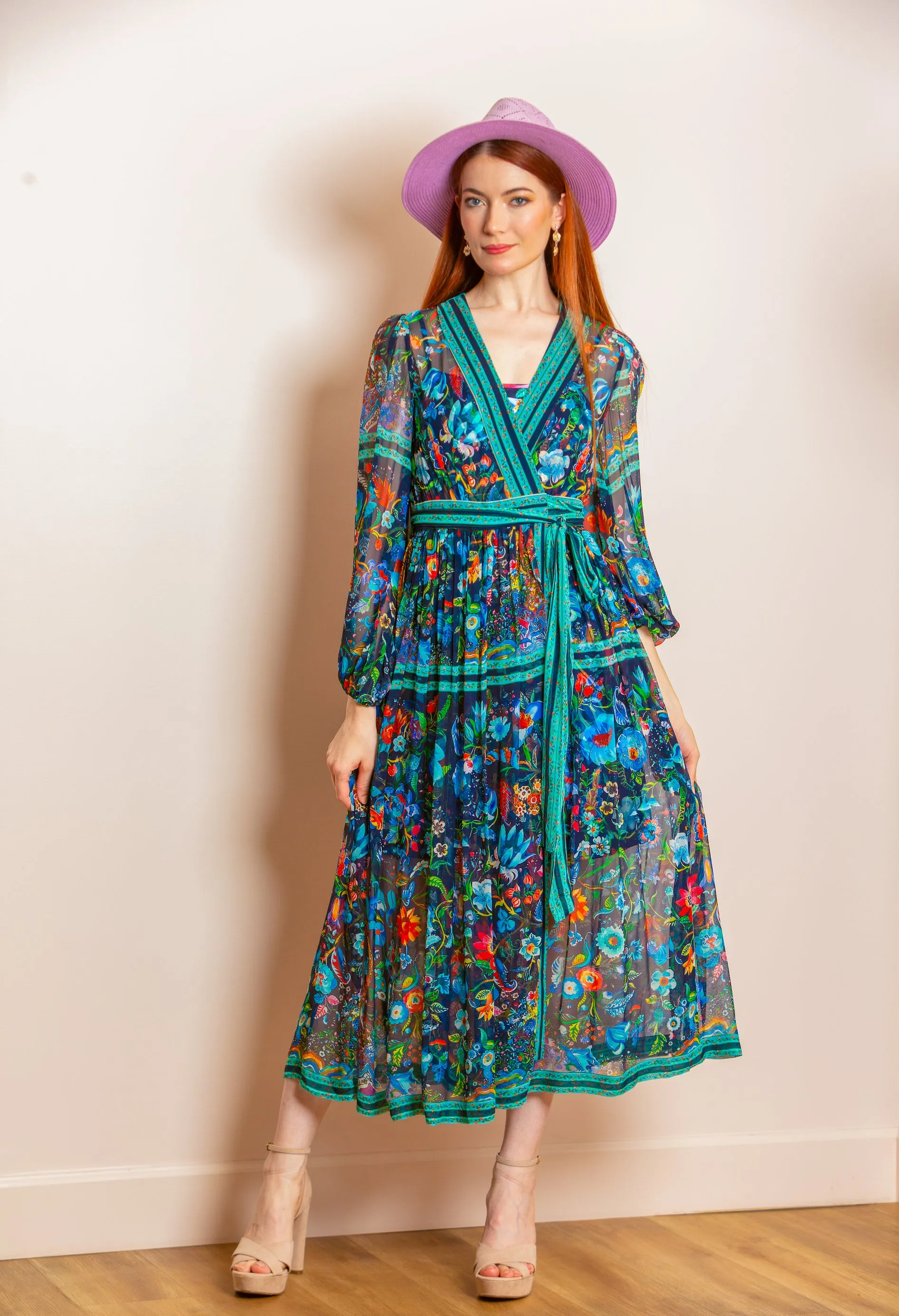 Emma Printed Silk Wrap Dress