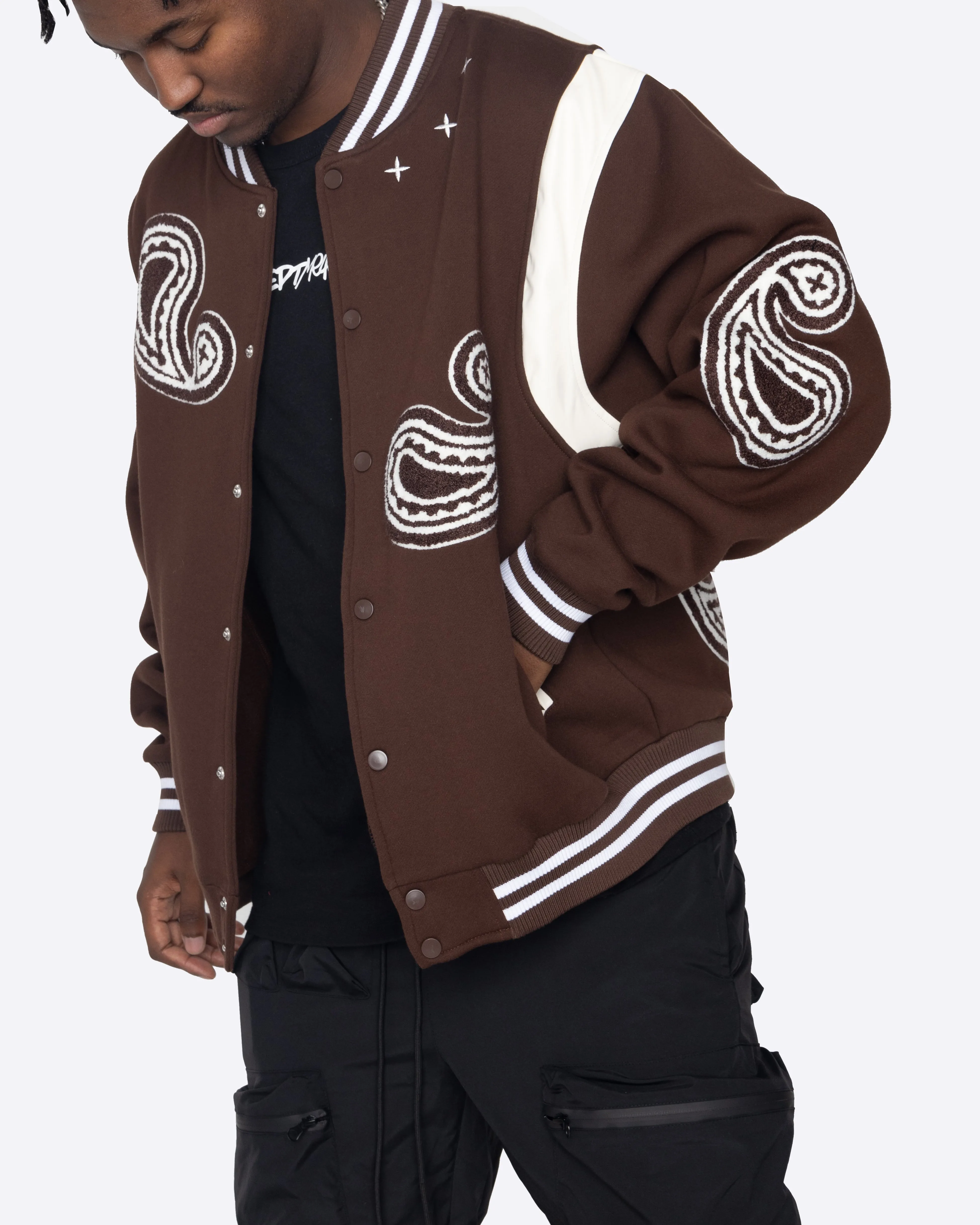 EPTM PAISLEY VARSITY JACKET-BROWN