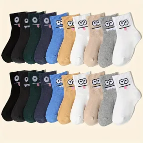 Eyes Pattern 10/20 Pairs Boys Short Socks, Comfy Breathable Sweat Resistant Anti-odor Socks For Spring Summer