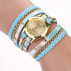 Fashion Hot Sell New Woven Leopard Geneva Bracelet Wristwatch Women Dress Watches Women Luxury Brand Quartz Watch