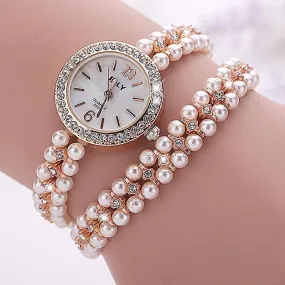 Fashion New Arrive Fashion Casual Luxury Steel Pearl Bracelet Wristwatch Watch Women Ladies Casual Montre Watch