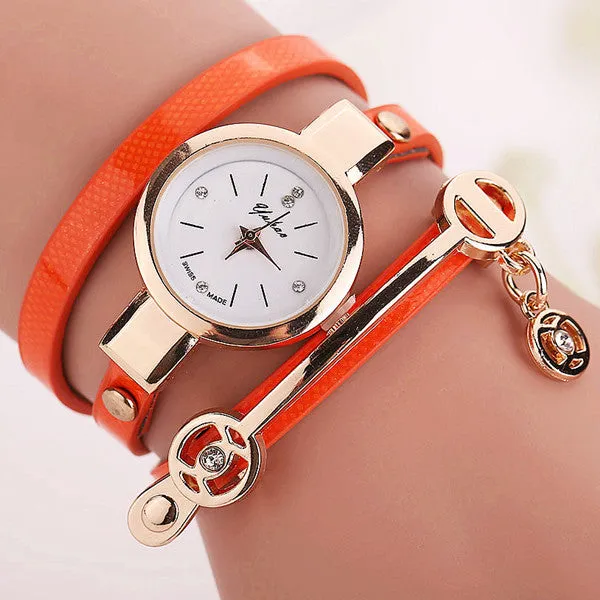 Fashion Women Leather Bracelet Watch Casual Women Wristwatch Luxury Brand Quartz Watch Gift