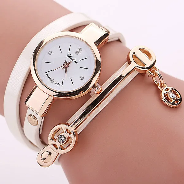 Fashion Women Leather Bracelet Watch Casual Women Wristwatch Luxury Brand Quartz Watch Gift