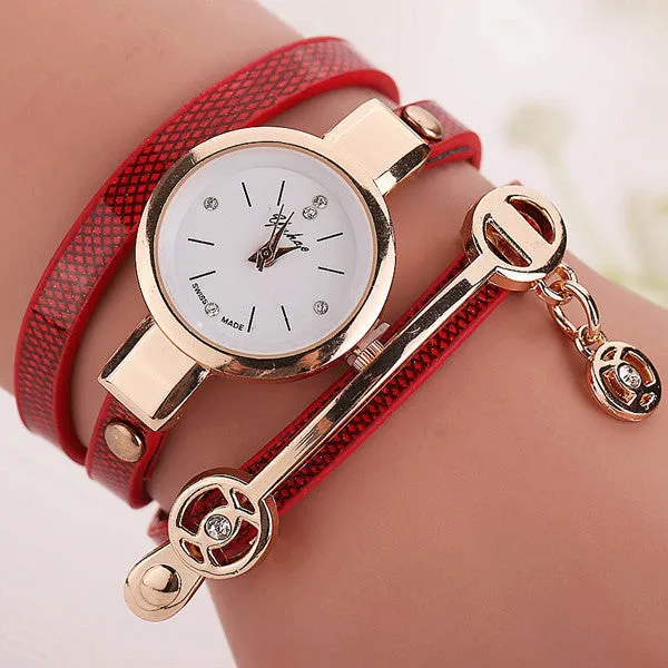 Fashion Women Leather Bracelet Watch Casual Women Wristwatch Luxury Brand Quartz Watch Gift