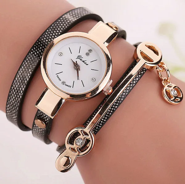 Fashion Women Leather Bracelet Watch Casual Women Wristwatch Luxury Brand Quartz Watch Gift