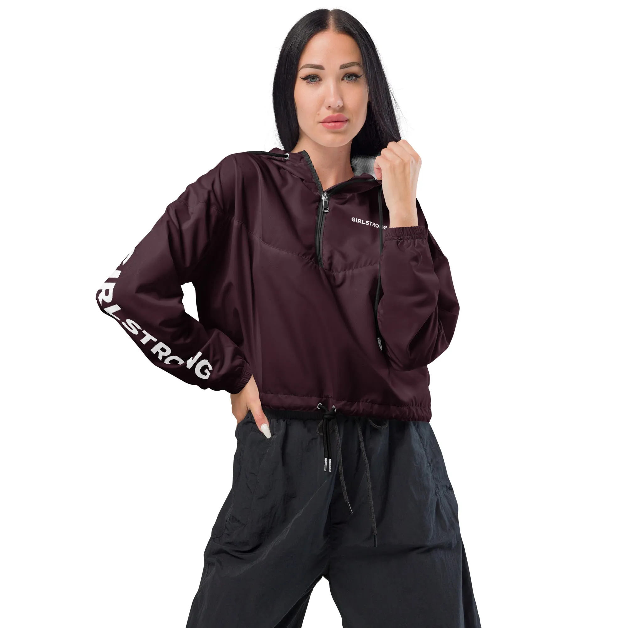 GIRLFRIEND PULLOVER CROP WINDBREAKER CABERNET GIRLSTRONG