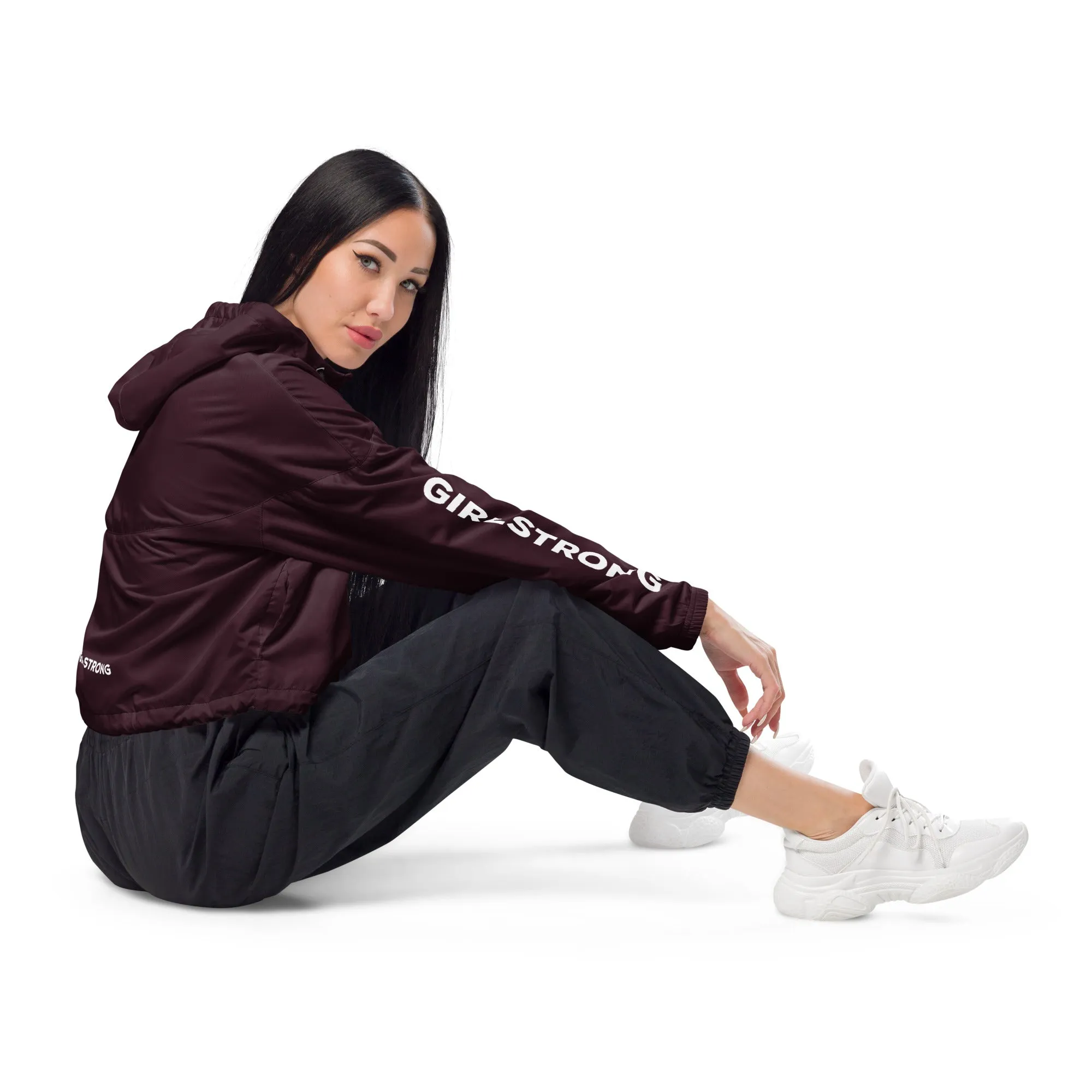 GIRLFRIEND PULLOVER CROP WINDBREAKER CABERNET GIRLSTRONG