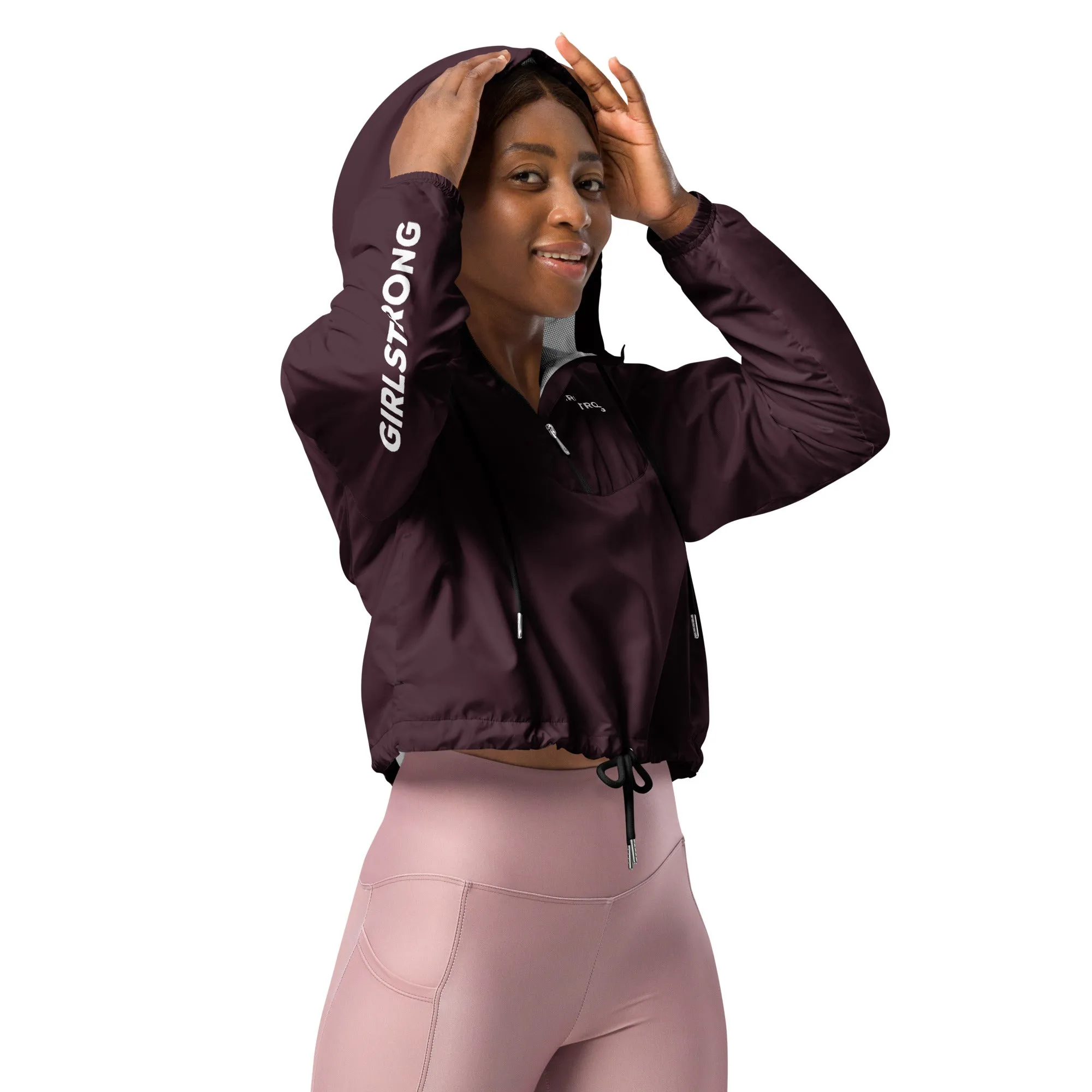 GIRLFRIEND PULLOVER CROP WINDBREAKER CABERNET GIRLSTRONG