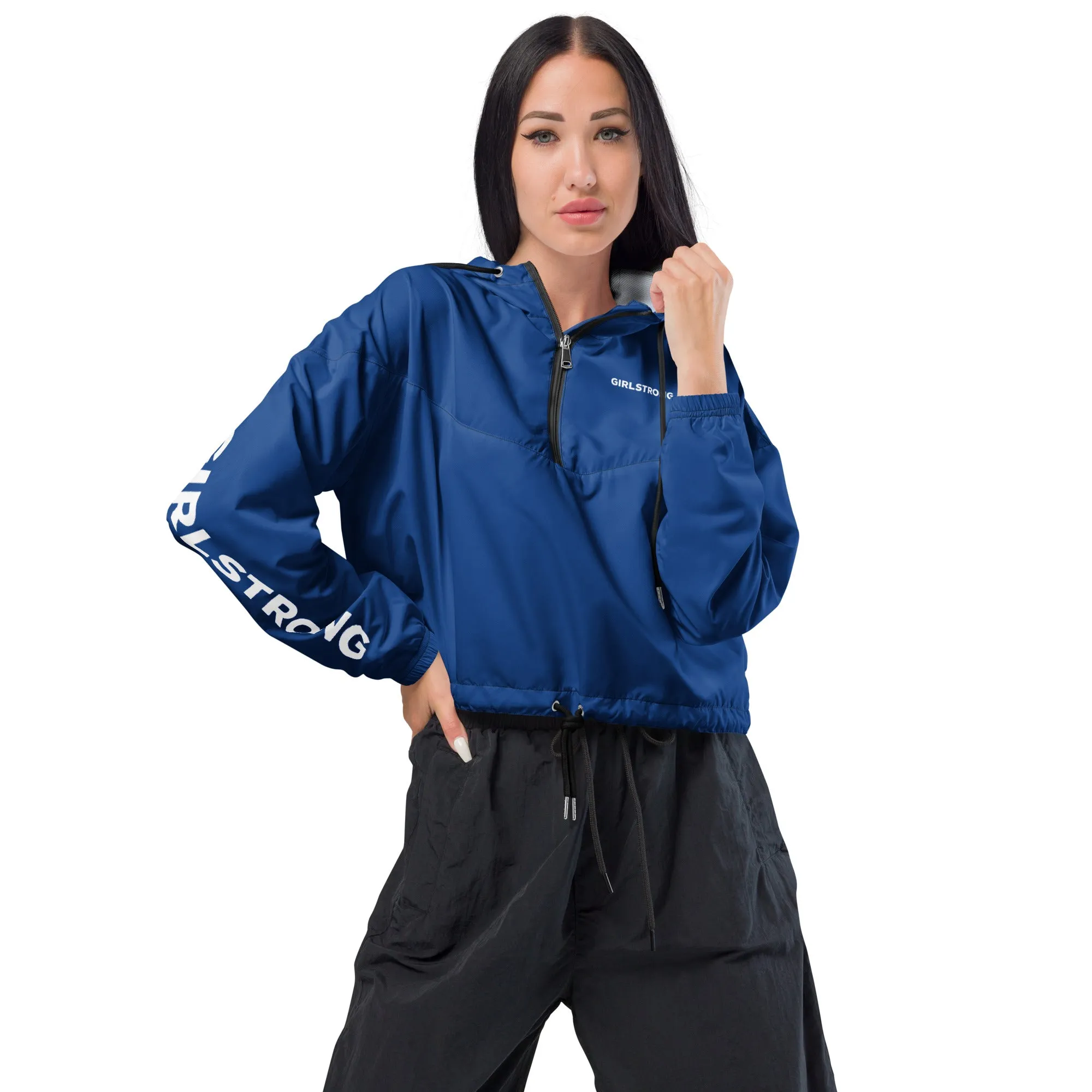 GIRLFRIEND PULLOVER CROP WINDBREAKER COBALT BLUE GIRLSTRONG