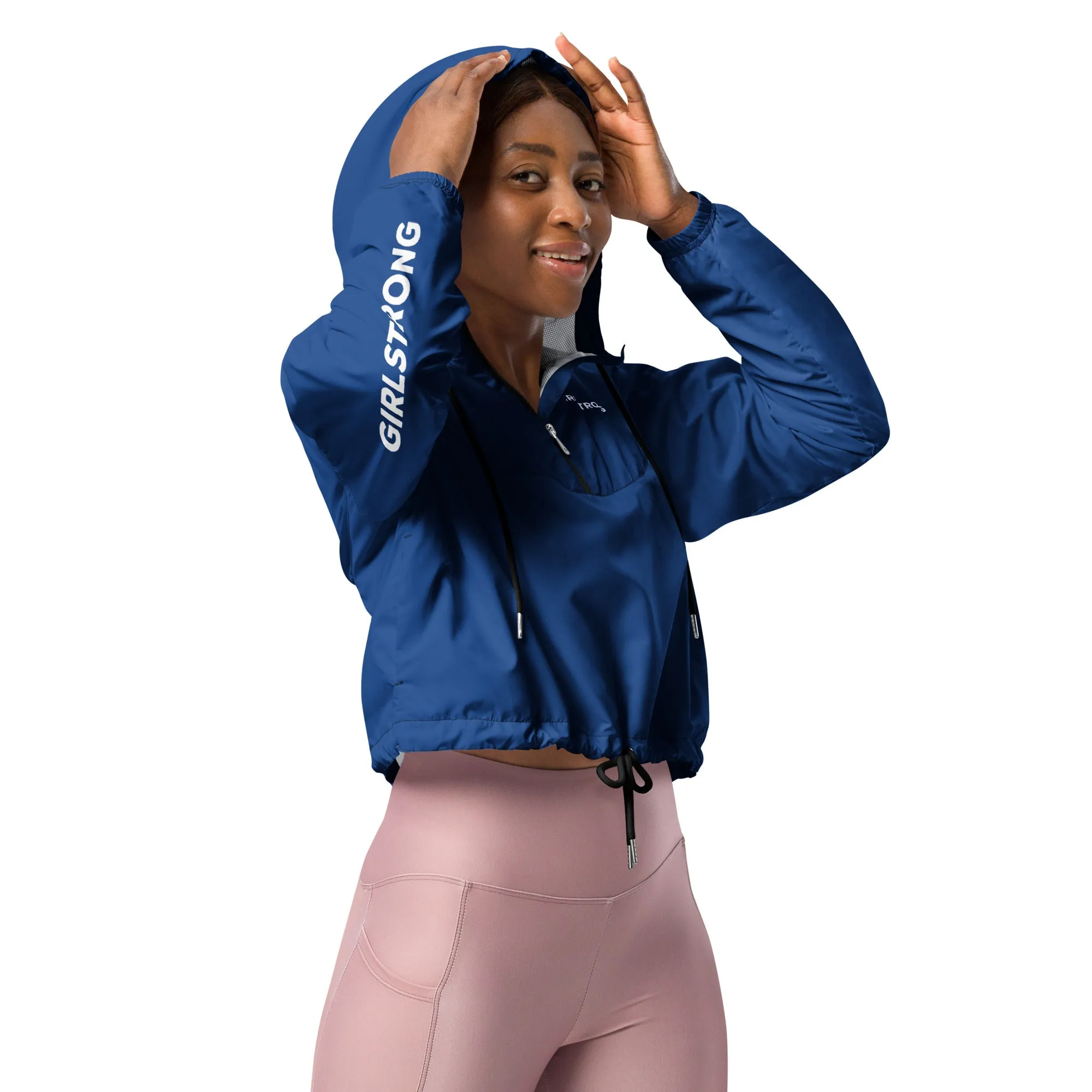 GIRLFRIEND PULLOVER CROP WINDBREAKER COBALT BLUE GIRLSTRONG