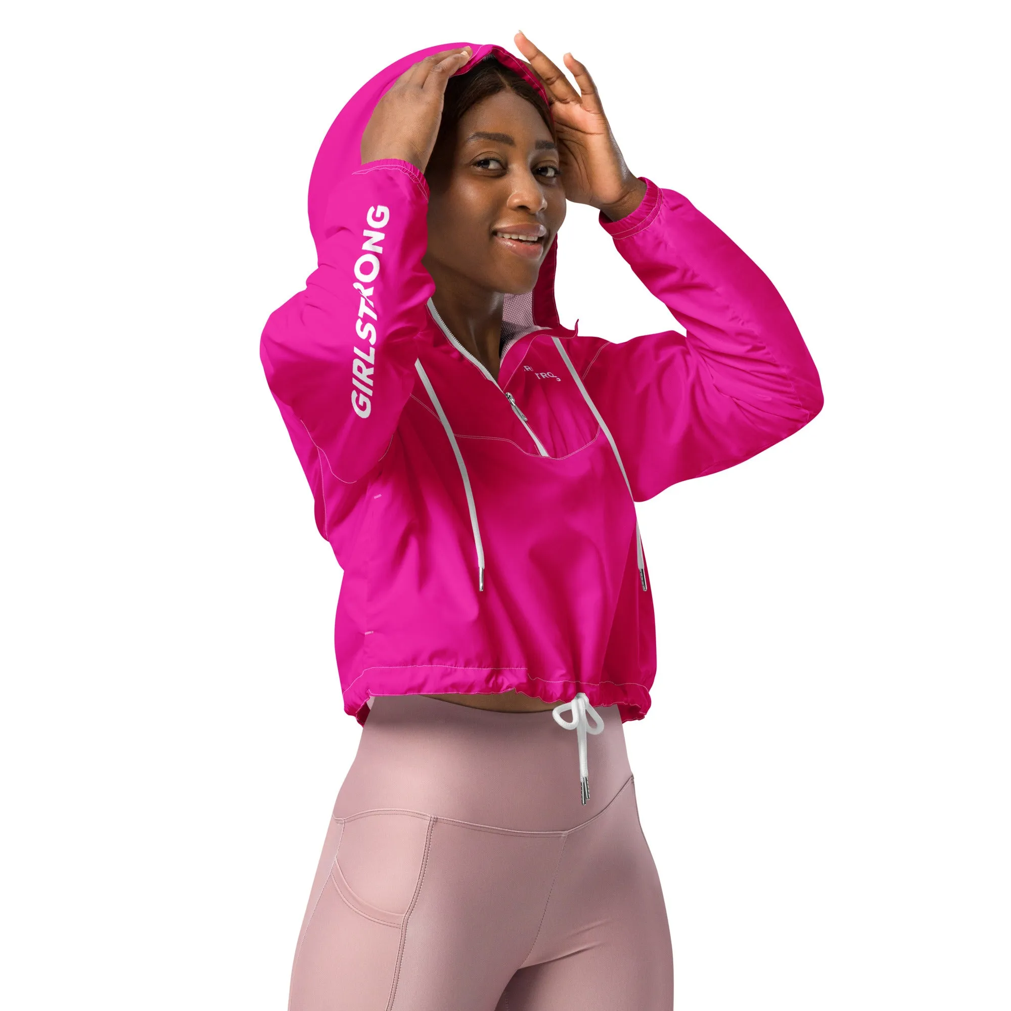 GIRLFRIEND PULLOVER CROP WINDBREAKER POWER PINK GIRLSTRONG