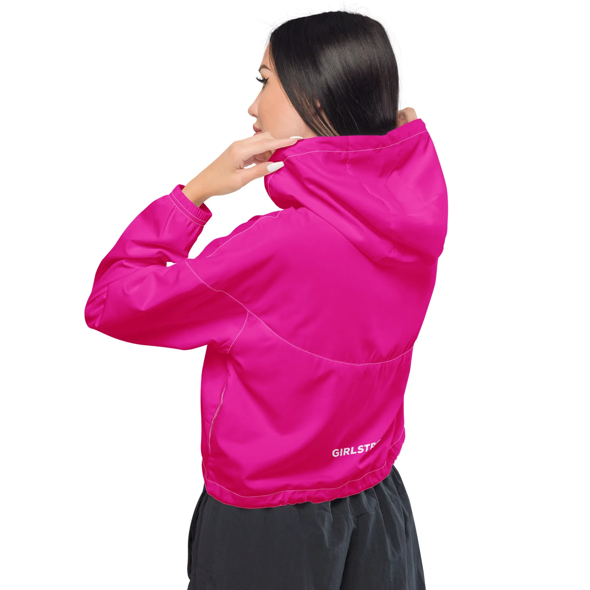 GIRLFRIEND PULLOVER CROP WINDBREAKER POWER PINK GIRLSTRONG