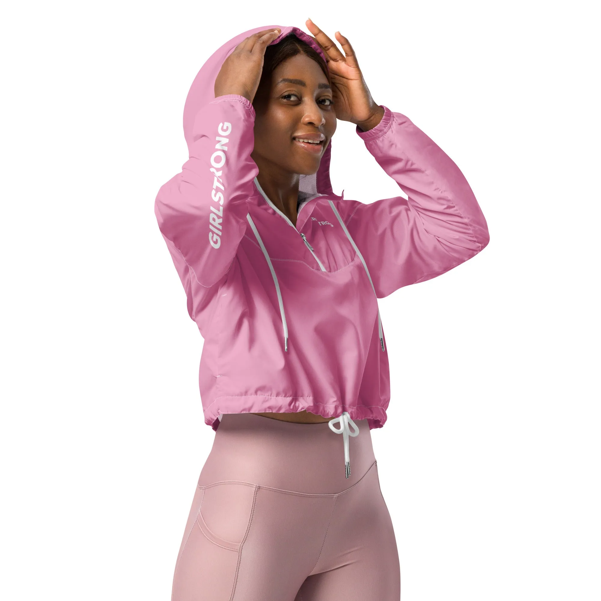 GIRLFRIEND PULLOVER CROP WINDBREAKER PRETTY PINK GIRLSTRONG