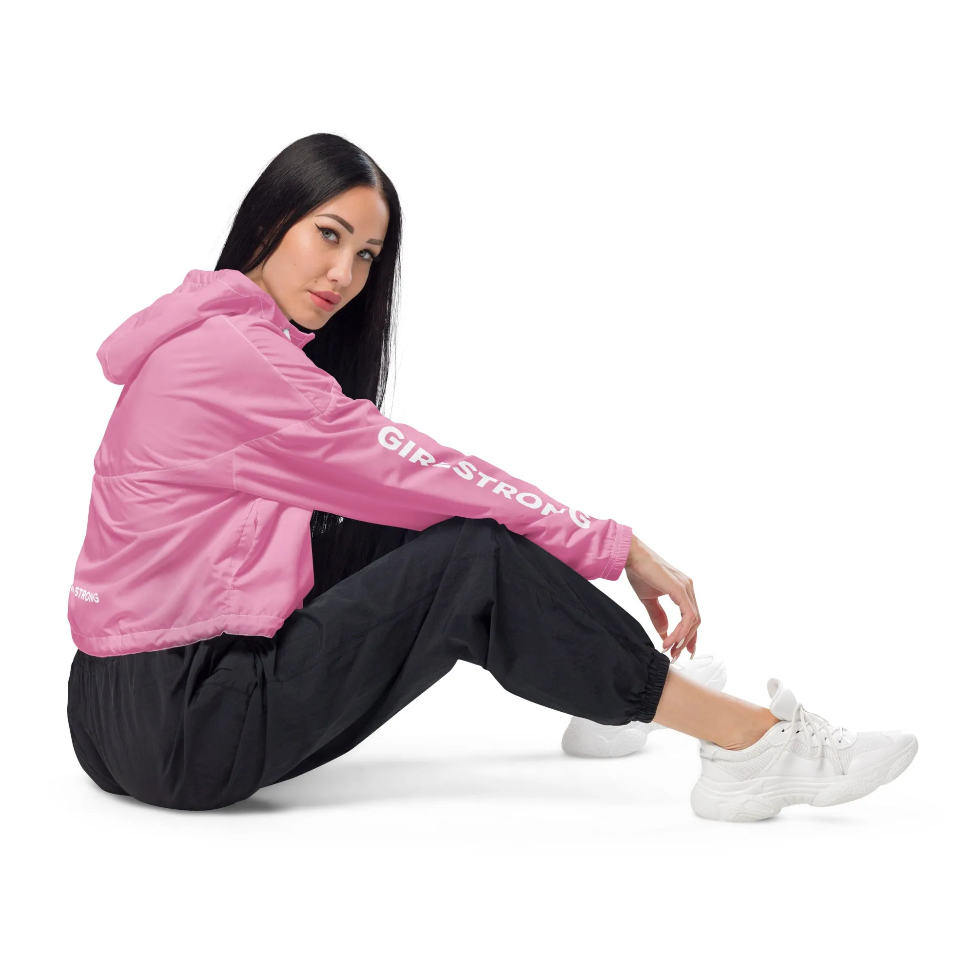 GIRLFRIEND PULLOVER CROP WINDBREAKER PRETTY PINK GIRLSTRONG