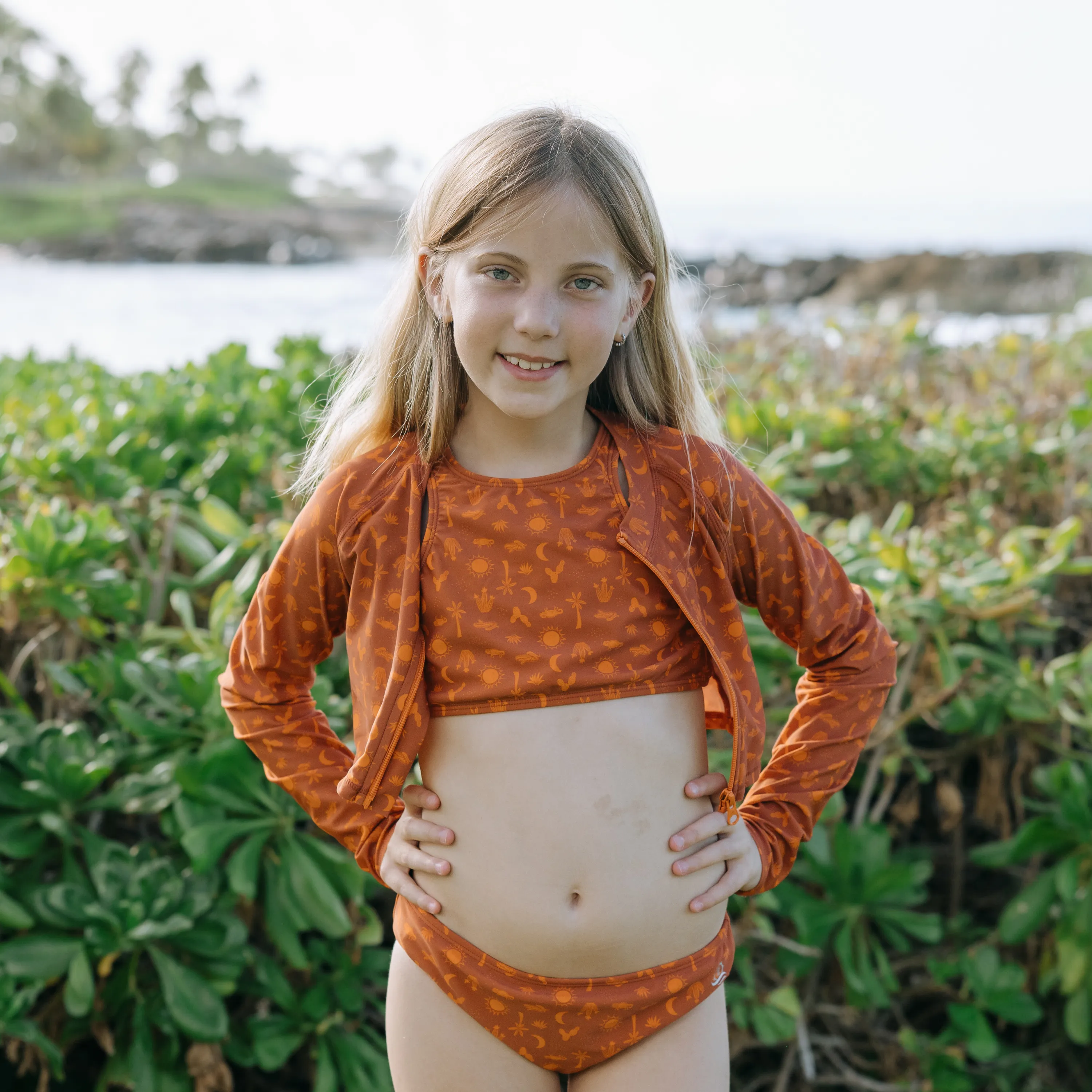 Girls Long Sleeve Crop Rash Guard | "Desert"