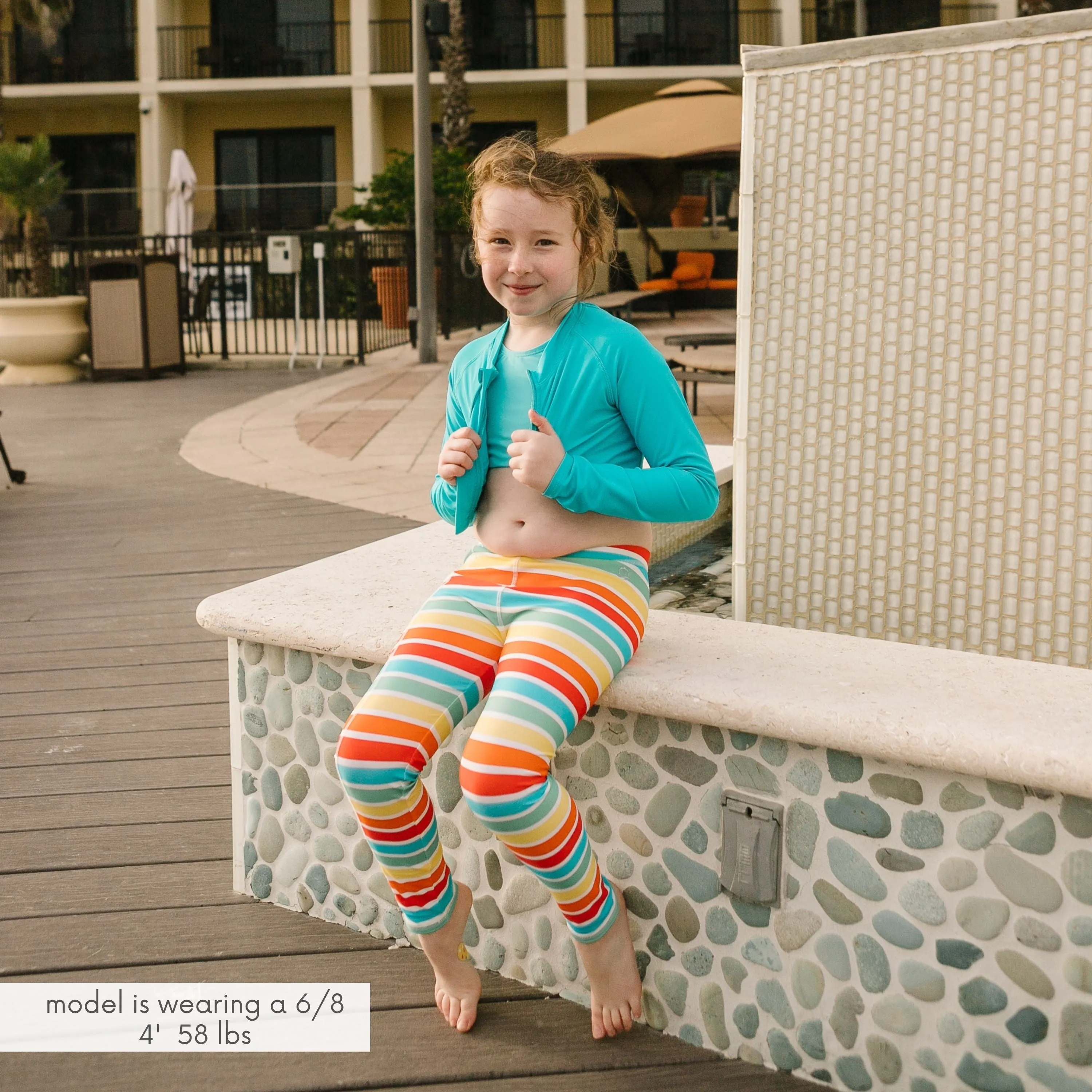 Girls Long Sleeve Crop Rash Guard | "Scuba Blue"