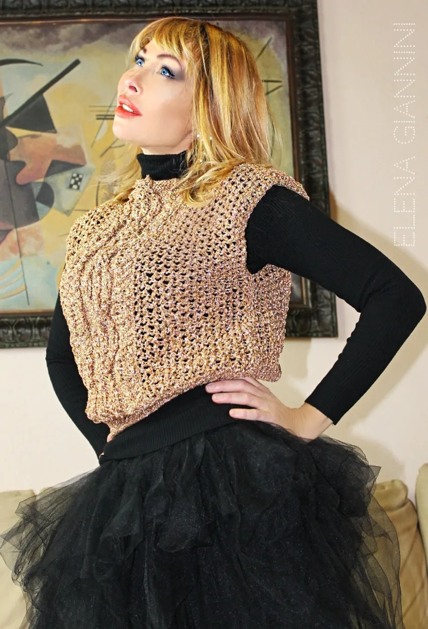 Golden Handknitted Designer Vest