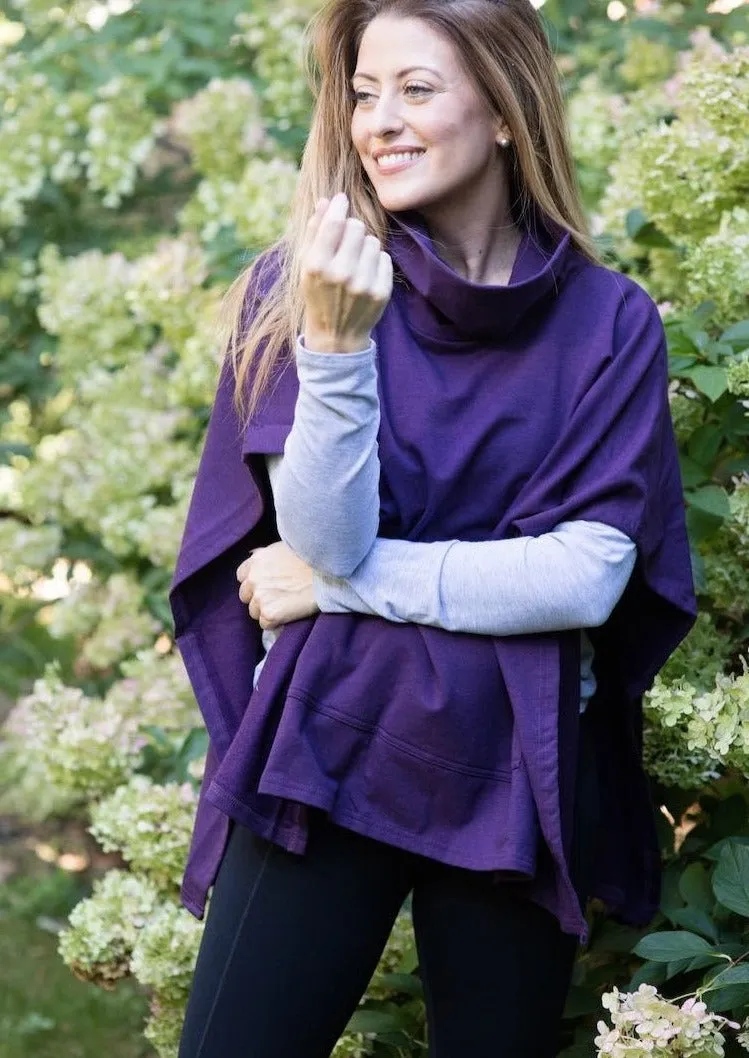 GROVE PLUM PONCHO  French Terry