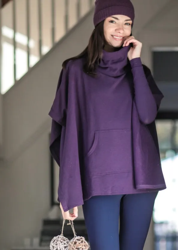 GROVE PLUM PONCHO  French Terry