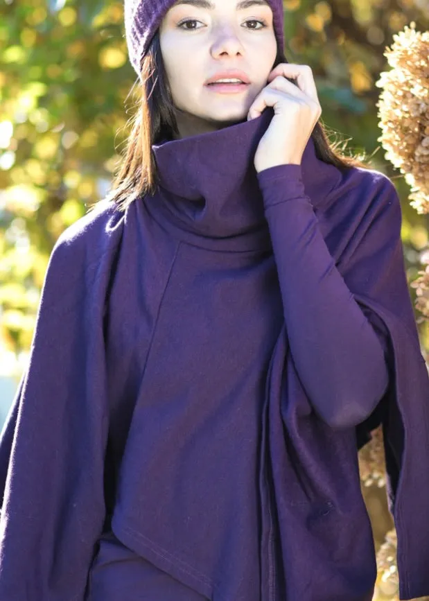 GROVE PLUM PONCHO  French Terry