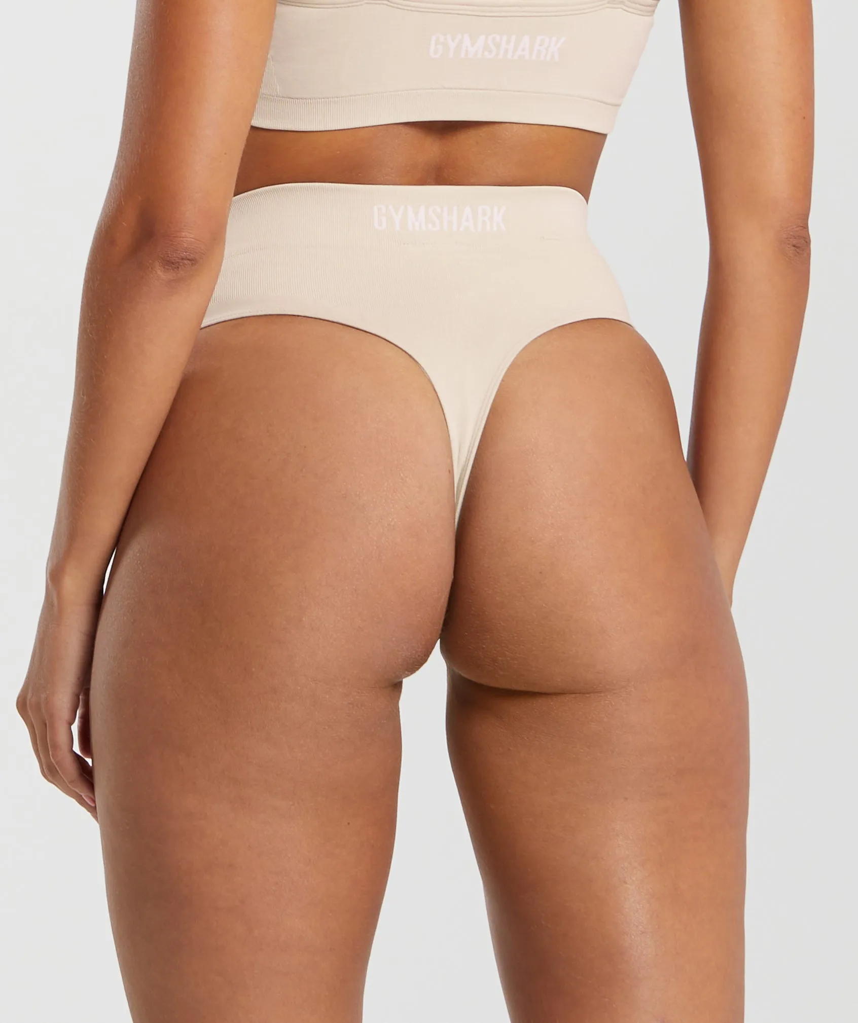 Gymshark Seamless High Waisted Thong - Pebble Grey