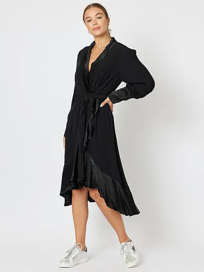 HAMMOCK AND VINE Tuxedo Satin Wrap Dress