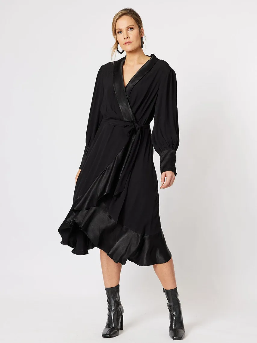 HAMMOCK AND VINE Tuxedo Satin Wrap Dress