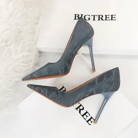 High heels shallow mouth pointed toes thin heels super high heels sexy women's shoes single shoes