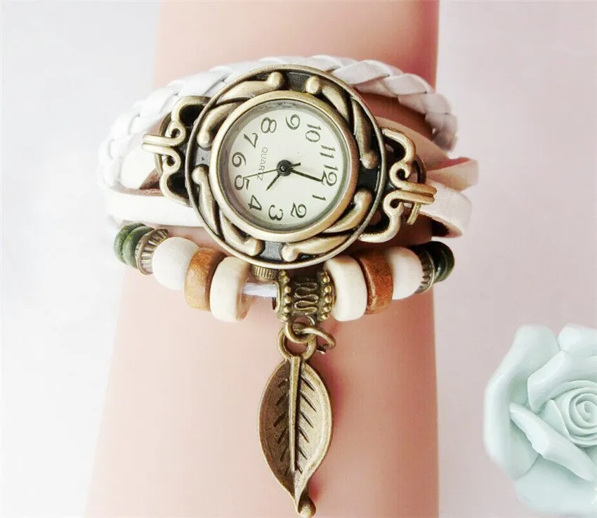 High Quality Hot Sale Women Ladies Girls Fashion Long Leather Strap Bracelet Watch Vintage Punk Style Quartz Wristwatch