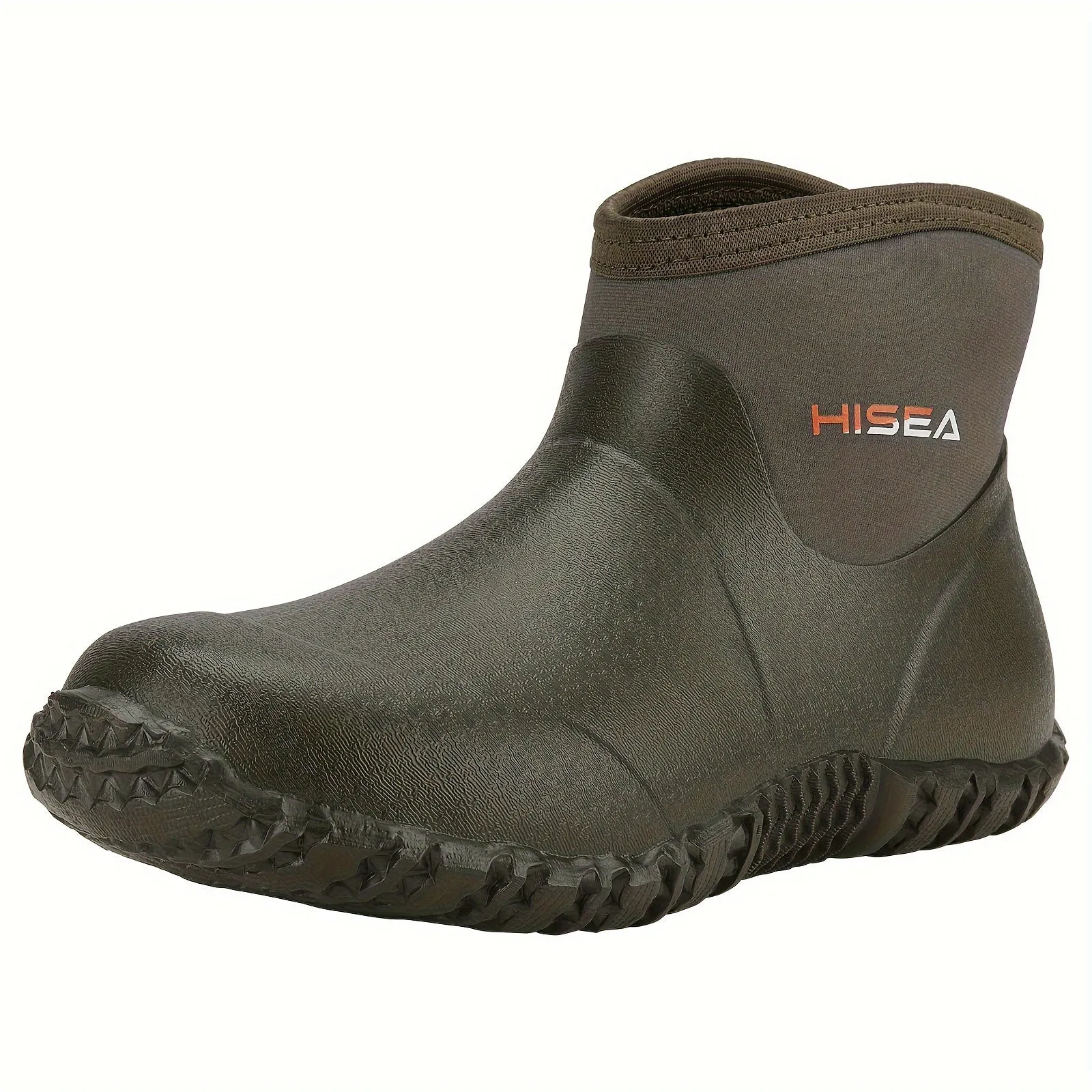 HISEA Men's Rain Boots, Ankle Height Garden Shoes Waterproof Rubber Neoprene Mud Boots Durable Insulated Short Outdoor Work Booties for Gardening Farming Camping Fishing and Yard Working