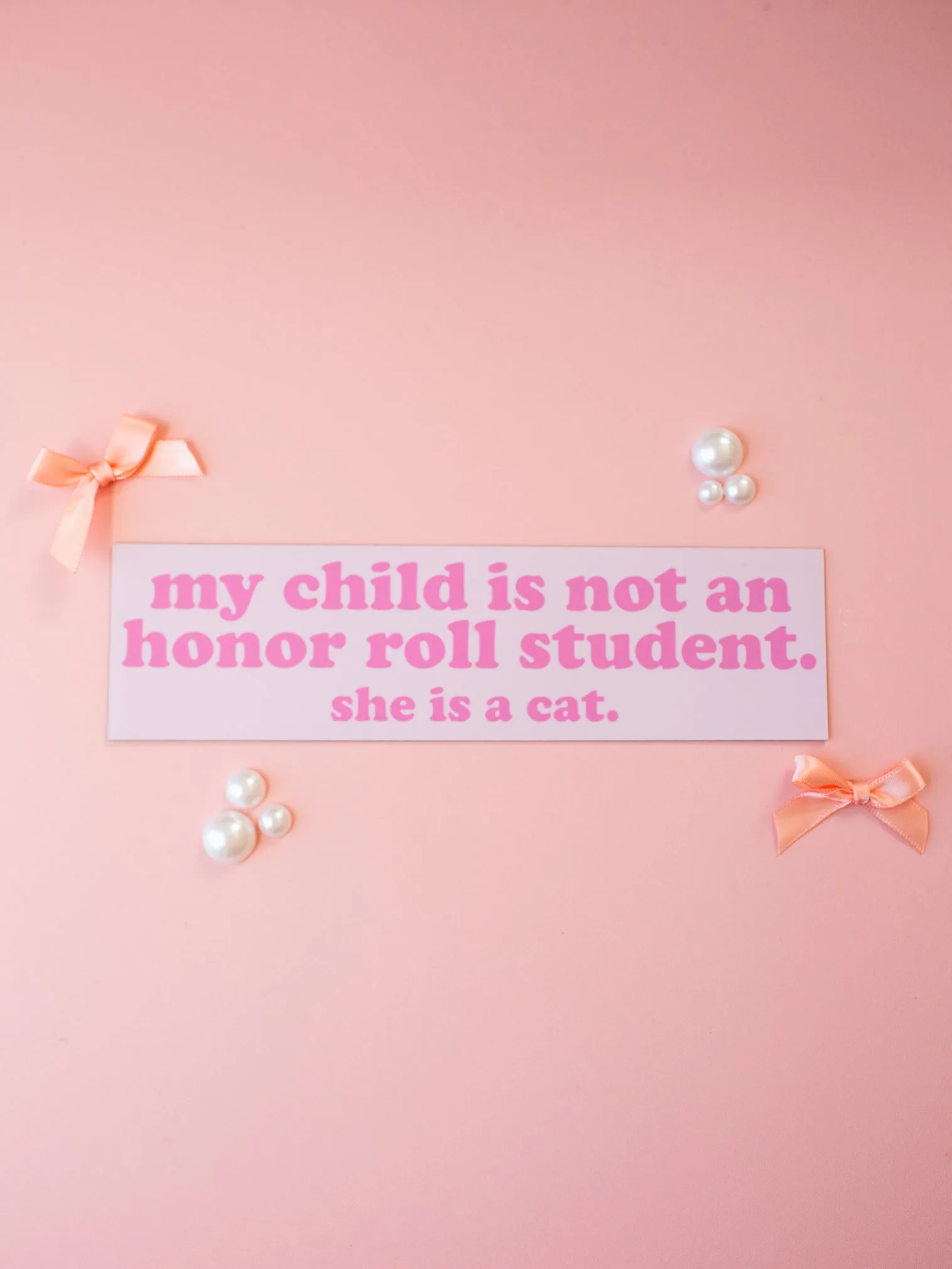 Honor Roll Cat Bumper Magnet- Pink