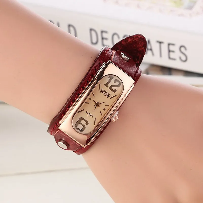 Hot Sale Fashion Vintage Watch Women Wristwatch Leather Strap Quartz Watch Ladies Watch