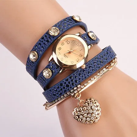 Hot Sale New Casual Luxury Heart Pendant Women Bracelet Wristwatches Women Dress Watches Fashion Watch Brand Watch