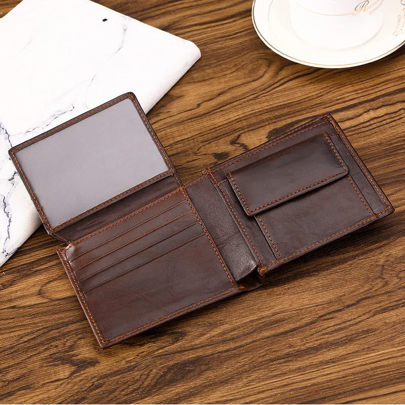 Hot Selling Retro Cowhide Men's Wallet Multi-Function Card Position Coin Purse RFID Anti-Theft Hot and New Wallet